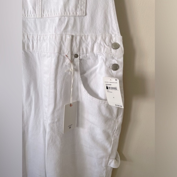 NWT Good American Good 90s white denim Overalls - Picture 9 of 16